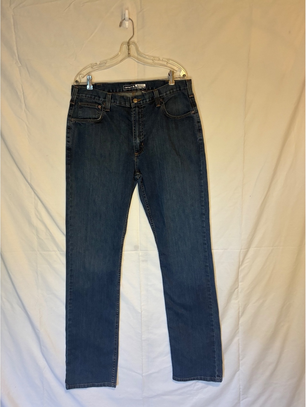 Carhartt Mens Relaxed Fit Workwear Straight Leg Dark Wash Denim Jeans Size 36/36